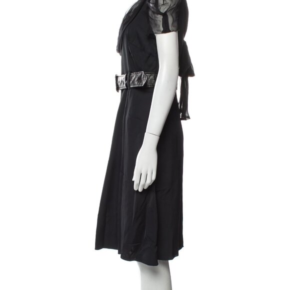 Vintage Prada Black Silk Knee-Length Dress 2008 S/S Size M US8 IT44 - Picture 2 of 3